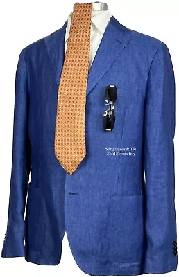 ROYAL ROW LONDON Blue Linen Unstructured Patch Pocket Blazer Made In Italy 56 • $129.95