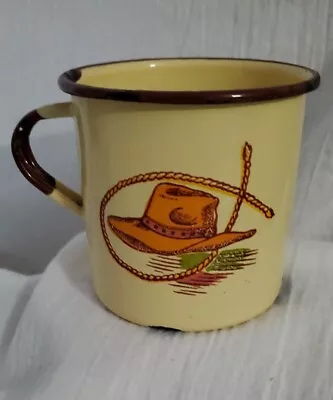 Vintage Monterrey Western Ware Enamelware Cup Mug Cowboy • $24