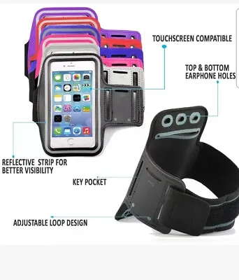 For Apple Iphone6/s/6 &7/8GymRunning Jogging Sports ArmbandCaseHolderStrap10Col. • £2.99