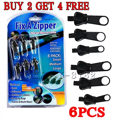 £3.29 • Buy 6PCS Fix A Zipper Zip Slider Puller Rescue Instant Repair Replacement  Durable