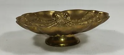 Vintage Solid Brass Seashell Shell Soap Jewelry Trinket Pedestal Dish Bowl Heavy • $50