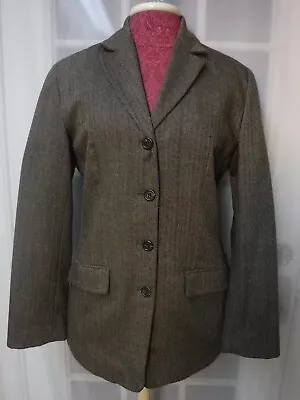 J. Crew Brown Herringbone Pattern 100% Wool Blazer Jacket Women 6 • $9.99