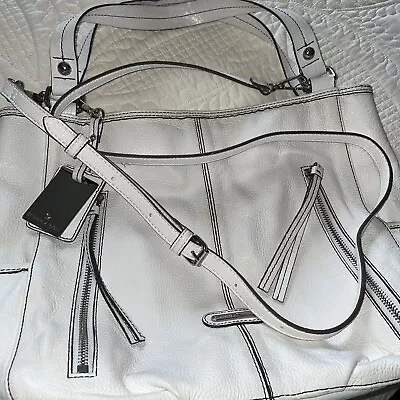 WHITE Etienne AIGNER Stella LEATHER 2 Handle Shoulder Bag & Crossbody Strap • $12.50