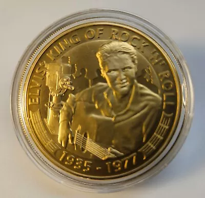  Elvis King Of Rock 'N' Roll  Rare Gold Coin In Plastic Case Brand New! • $15