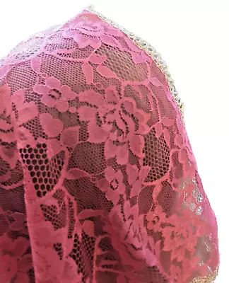 Lace Chapel Veil Handmade Small Bright Pink Catholic Mass Mantilla • $17