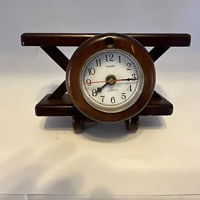 Quart  Clock Vintage Art Deco Aviation Wooden Airplane  Desk Display Clock • $59.01