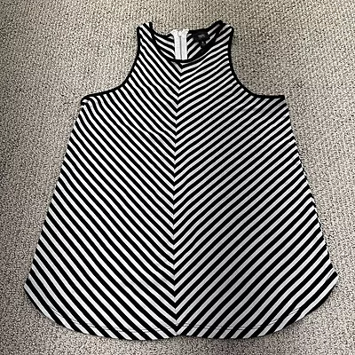 Mossimo Womens Sz S Black White Striped Stretchy Tank Top Zipper On Back • $8.88