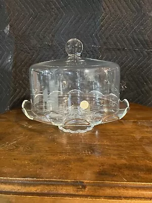 Princess House Crystal Pedestal Cake Stand Dome Cover HERITAGE  1980s VTG EXC • $100