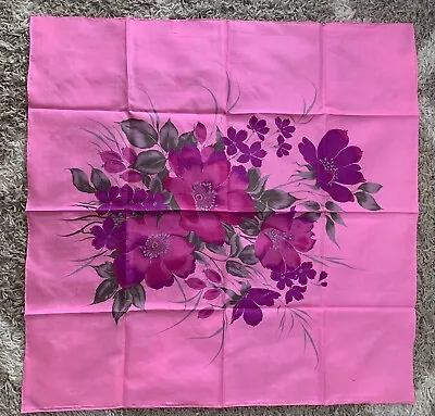 Floral Thai Pink Scarf Colorful Rolled Edge Square Silk Flowers 36 In Square EUC • $9.26