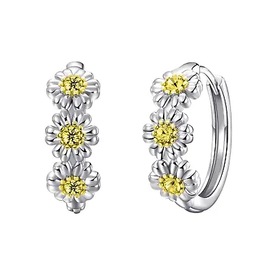 Triple Crystal Daisy Hoop Earrings Created With Zircondia® Crystals • £4.99