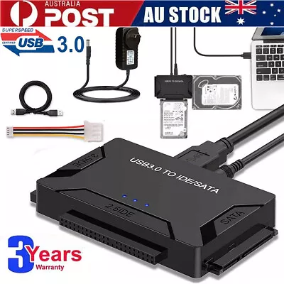 USB 3.0 To IDE SATA 2.5 /3.5  Hard Drive External Adapter Converter Cable Kit AU • $16.89