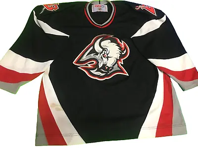 Original Vintage Buffalo Sabres Goathead Black CCM Maska NHL Hockey Jersey XL • $63.99