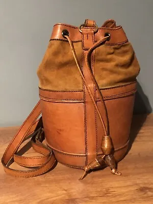 Hand Made 100% Genuine Tan Leather Moroccan Barrel / Rucksack Bag -Used Free P&P • £37