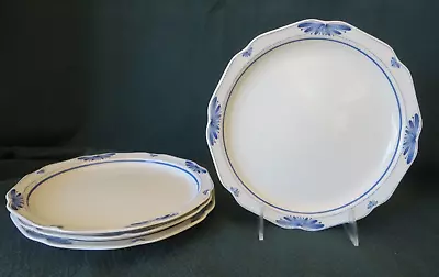 Noritake DUTCH TILE BLUE On White China 8 1/4 Inch Salad Plates Set Of 4 #7913 • $32