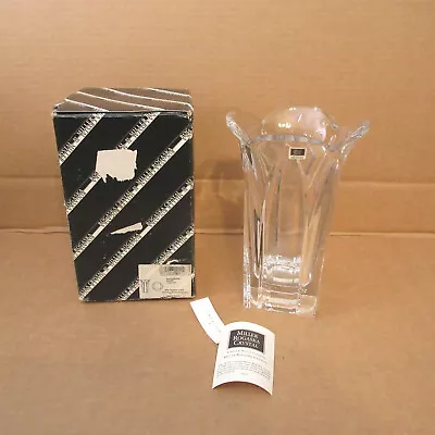 Vtg Miller Rogaska Reed Barton Heavy Crystal Flower Vase Square Base Fluted 8.5” • $58