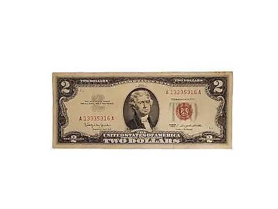 1963 $2 Two Dollar Bill Red Seal United States Federal Note  • $2.99