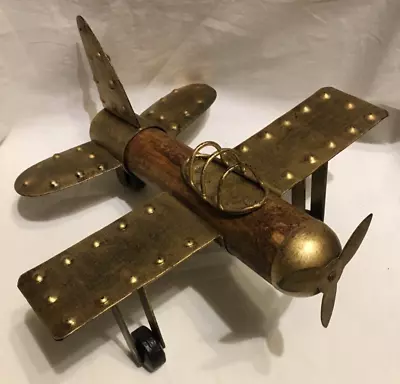 Vintage Wooden/Tin Model Handmade Plane Airplane Aviation Desktop  • $12.99