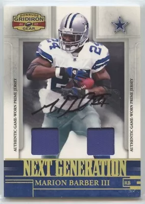 Marion Barber 2007 Donruss Gridiron Gear Next Generation JERSEY/AUTO #3/3 • $99.99