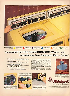 1957 RCA Whirlpool VTG Washer Automatic Fabric Control Print Ad A11 • $14.99