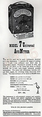 £6.50 • Buy Model 7 Universal AVOMETER 1955 ADVERT