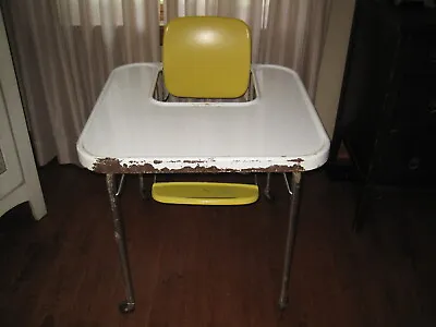 Vtg Cosco Folding Feed N Play Activity Feeding Table Yellow Vinyl High Chair • $40