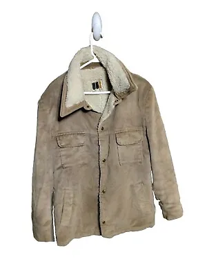 William Barry Mens Coat Beige Ivory Faux Shearling Lined ~Snap~Size 42~ E4 • $20