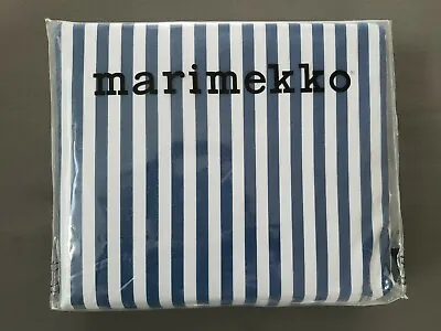  Marimekko AJO Queen Cotton Sheet Set Blue & White Striped  • $89.99