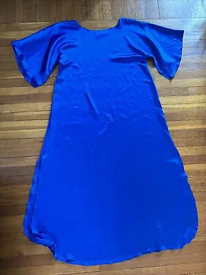 Vintage Lucie Ann Beverly Hills Blue Silky Caftan Dress Nightgown Large Xl • $45