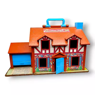 Vintage Fisher-Price Little People Brown Tudor Doll House • $40