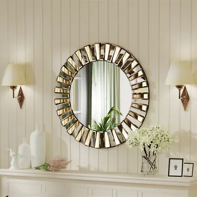 Modern Glam Circular Sunburst Wall Mirror Round 3D Accent Mirror Home Art Decor • $159.90