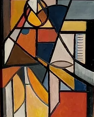 Abstract Expressionist Mid Century Modern Style Painting Modernist  Cubist • $175