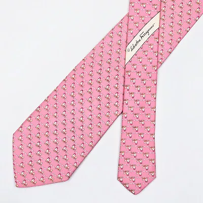 Salvatore Ferragamo Tie Necktie Hen & Egg On Pink • $46