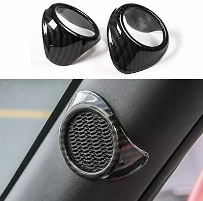 2x Carbon Fiber A Pillar Door Stereo Speaker Cover Trim For Ford Mustang 2015-18 • $15.99