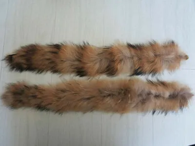 2 Piece/ Set Of 100% Real Raccoon Fur Strips/ Hood Fur Covers/sleeves Fur Cover • $19.99