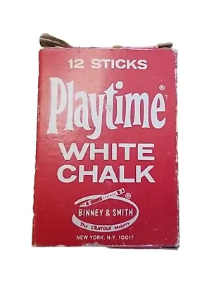 Vintage Playtime White Chalk Binney & Smith No. 320 Red Box 12 Sticks Unused • $4