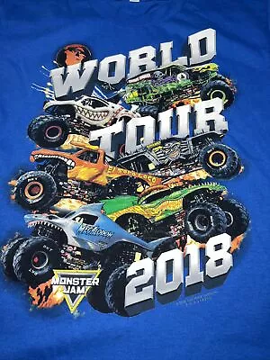 FB2- Alstyle Unisex T-Shirt Blue Monster Jam World Tour 2018 Youth Medium NEW • $10.75