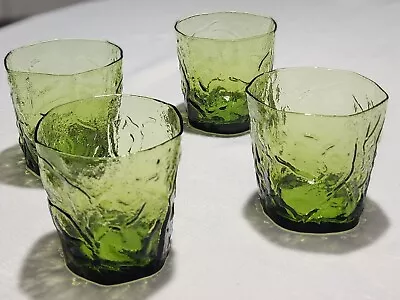 Vintage Morgantown Glass Large Green Flat TumblersSet Of 4 Very Special • $43.99