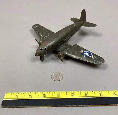 1930's Marx Pressed Steel US ARMY Air Corp Air Force Fighter Bomber Airplane Toy • $16.99