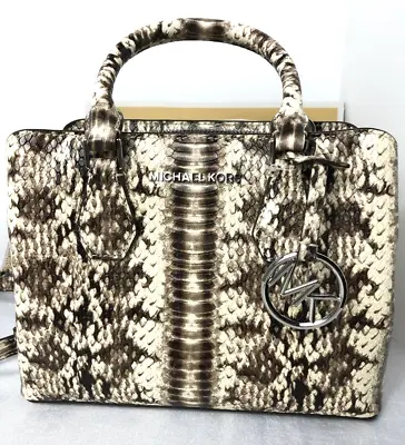 Michael Kors Camille Small Python Satchel Embossed Leather New • $176.98