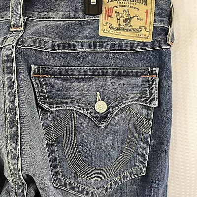 True Religion Ricky Relaxed Bootcut  Jeans USA Vintage Men 36x34 Flap Pockets • $45
