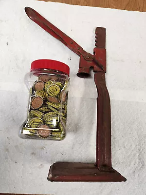 Vintage Bottle Capper With Jar Of Unused Caps • $15