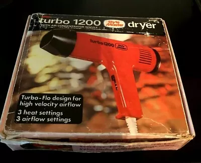 VINTAGE RETRO 1970's RED STYLE MASTER TURBO 1200 HAIR DRYER WITH BOX • $25