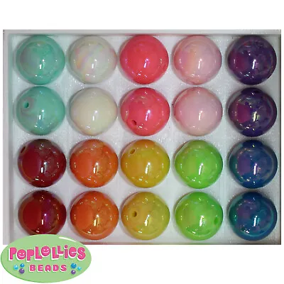 20mm Mixed Color AB Finish  Acrylic Miracle Bubblegum Beads Lot 20 Pc Chunky  • $7.85