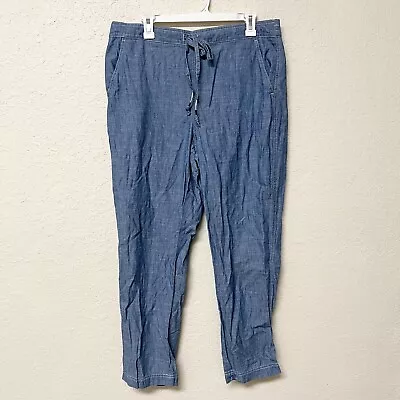 J. Crew Womens Seaside Pants Chambray Size Large Tall Pull On Drawstring • $24.99