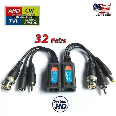 8MP Cat5 Cat6 To BNC Video Power Audio CCTV Video Balun Passive Data Transmitter • $195