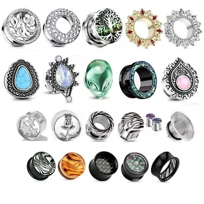 £4.99 • Buy Flesh Tunnel - Choose Design & Size - Ear Plug Stretcher Steel Acrylic Expander