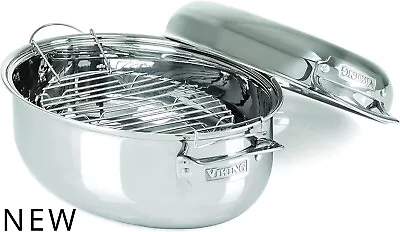 Viking Culinary 3-Ply Stainless Steel Oval Roasting Pan 8.5 QuartNEW • $214.45