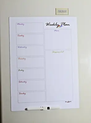 Magnetic Fridge Weekly Meal Planner Drywipe A3 White Notice Board + Pen • £9.89