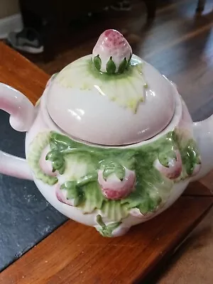 Vintage Jay WillFred For Adrea Sadek Hand Painted Strawberry Tea Pot - So Pretty • $13.99