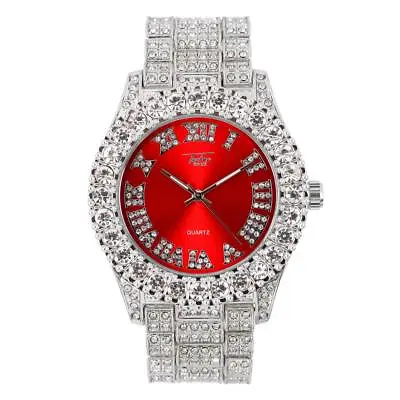 Techno Pave Men's Stainless Steel Iced Micro Pave Metal Band Watches  8719-111AA • $10